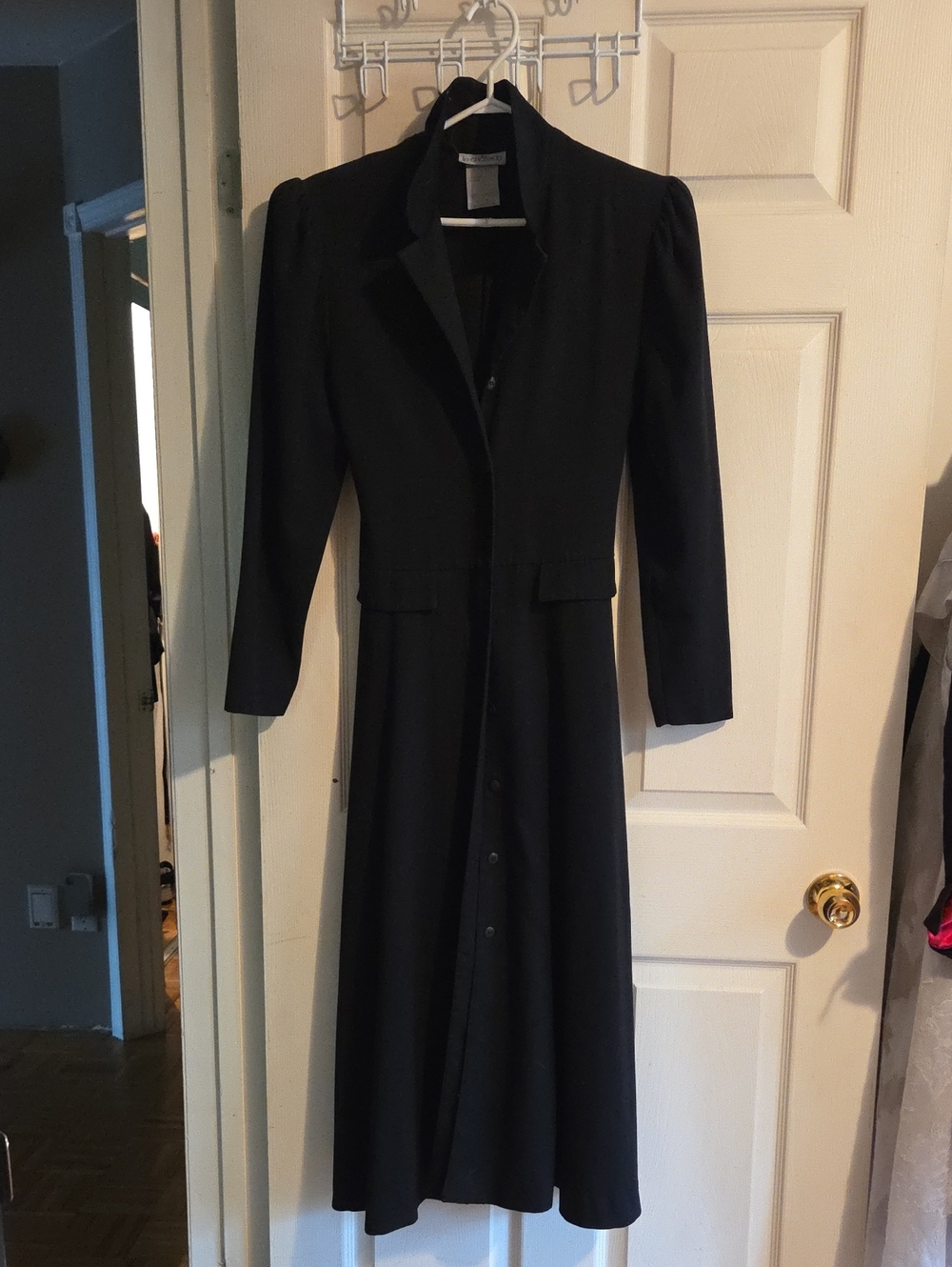 Classic Black Long Sleeve Button-Front Dress